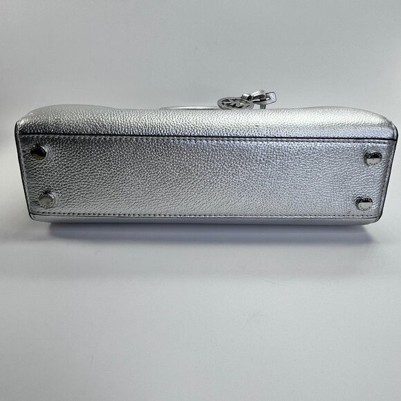 MICHAEL Michael Kors Ruthie Satchel Silver Leather Tote Elegant Handbag - Picture 6 of 13